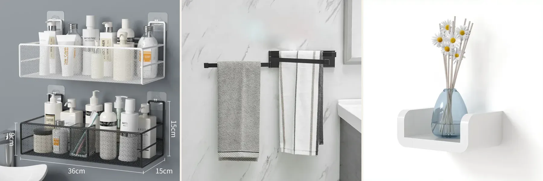 A bathroom in an Australian home, tidied and in use.